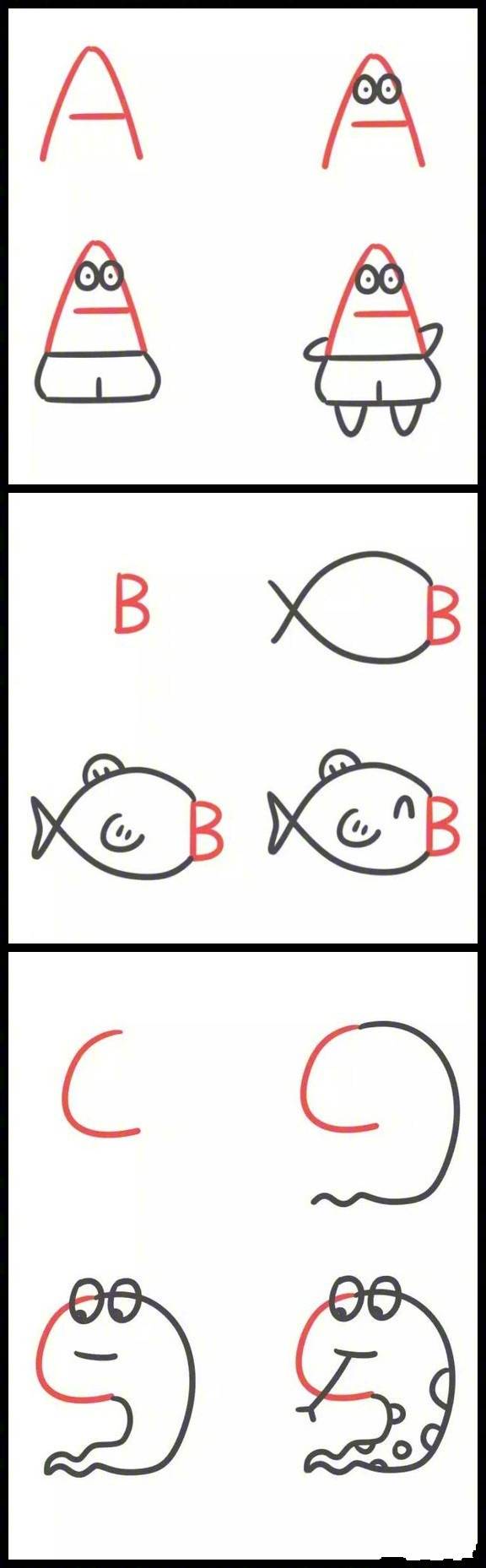 从a到z的字母来画小动物,怎样用英文字母画小动物