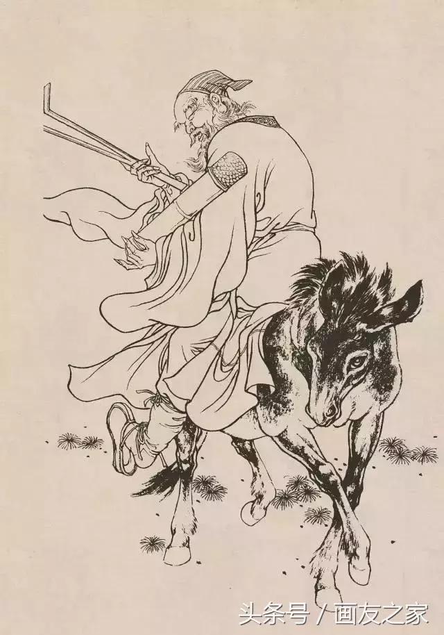 素材古代白描人物120图果断收藏,白描中国古代刀马人物图谱