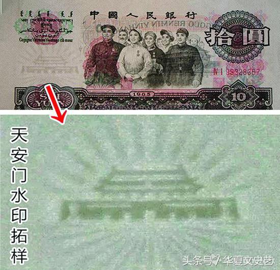 人民币收藏水印移位,第四套人民币水印