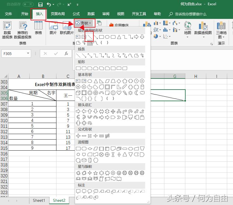 excel斜线表头一分为三怎么打字,excel表格中的表头的斜线如何插入