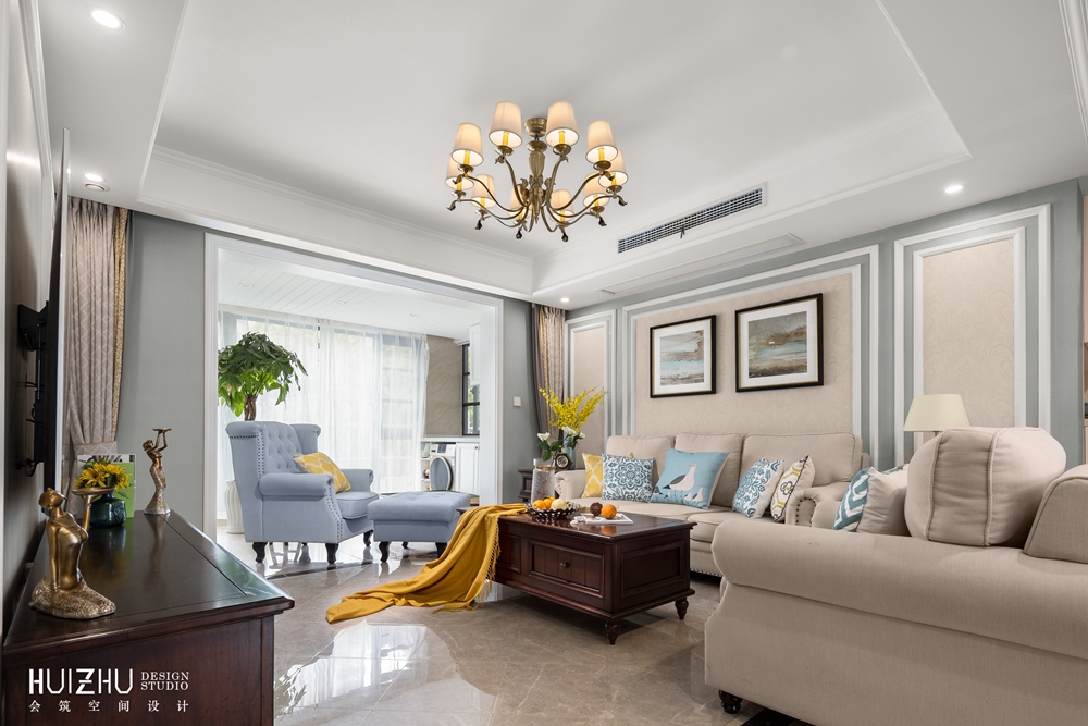 尼罗河蓝美式装修效果图,尼罗河蓝美式风格