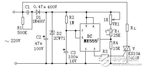 最简单温度控制电路图,温度控制电路