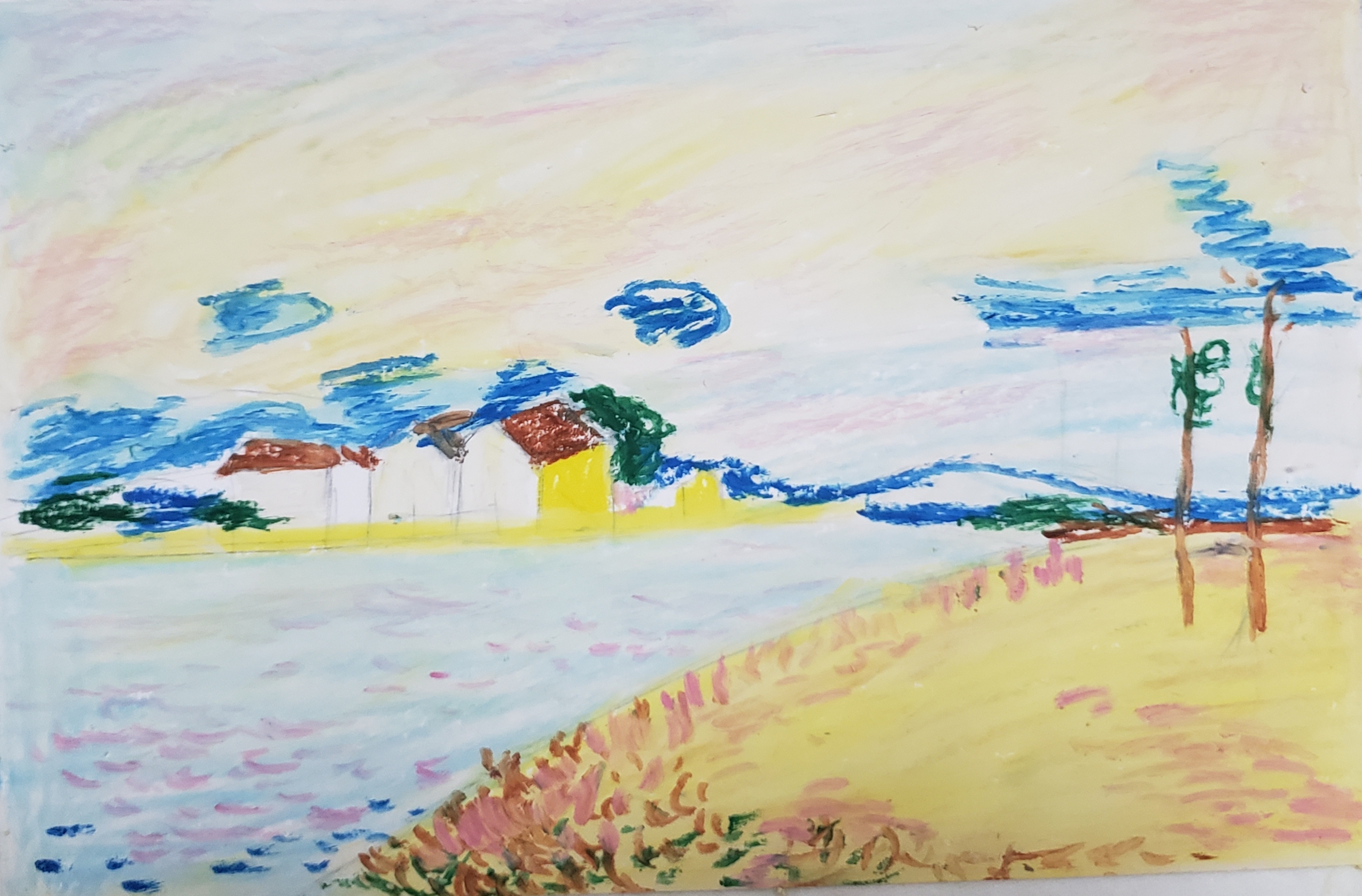 Day9油画棒教程—《塞纳河边的村庄》