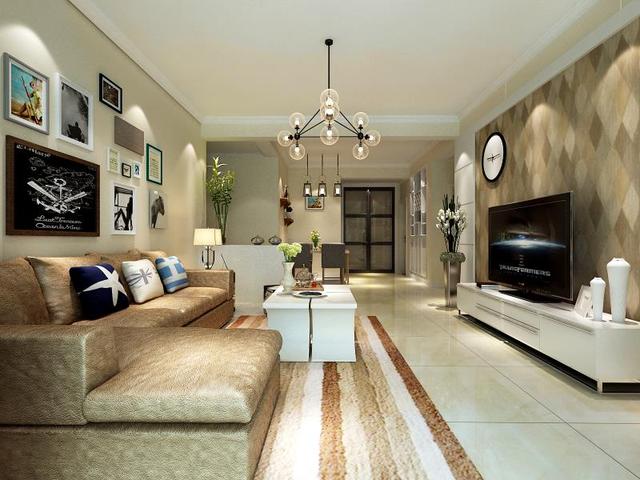 134平现代简约风格，使用搁板提高收纳和装饰性，大气时尚