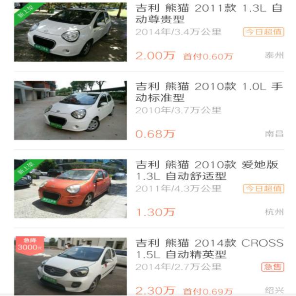 吉利熊猫二手车自动挡,奥拓和吉利熊猫哪个二手车好点
