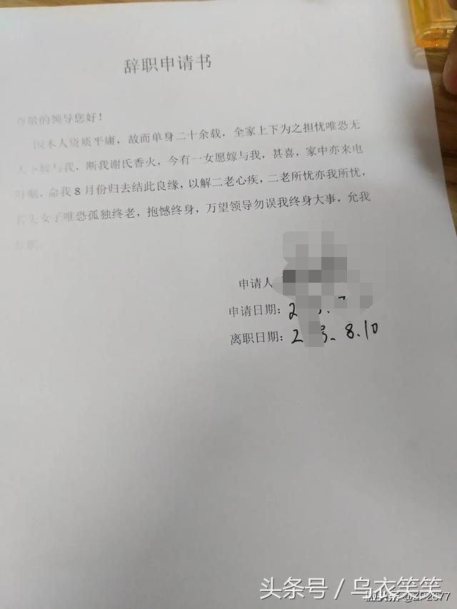 中645万太高兴，我要回家养猪，辞职信该怎么写？