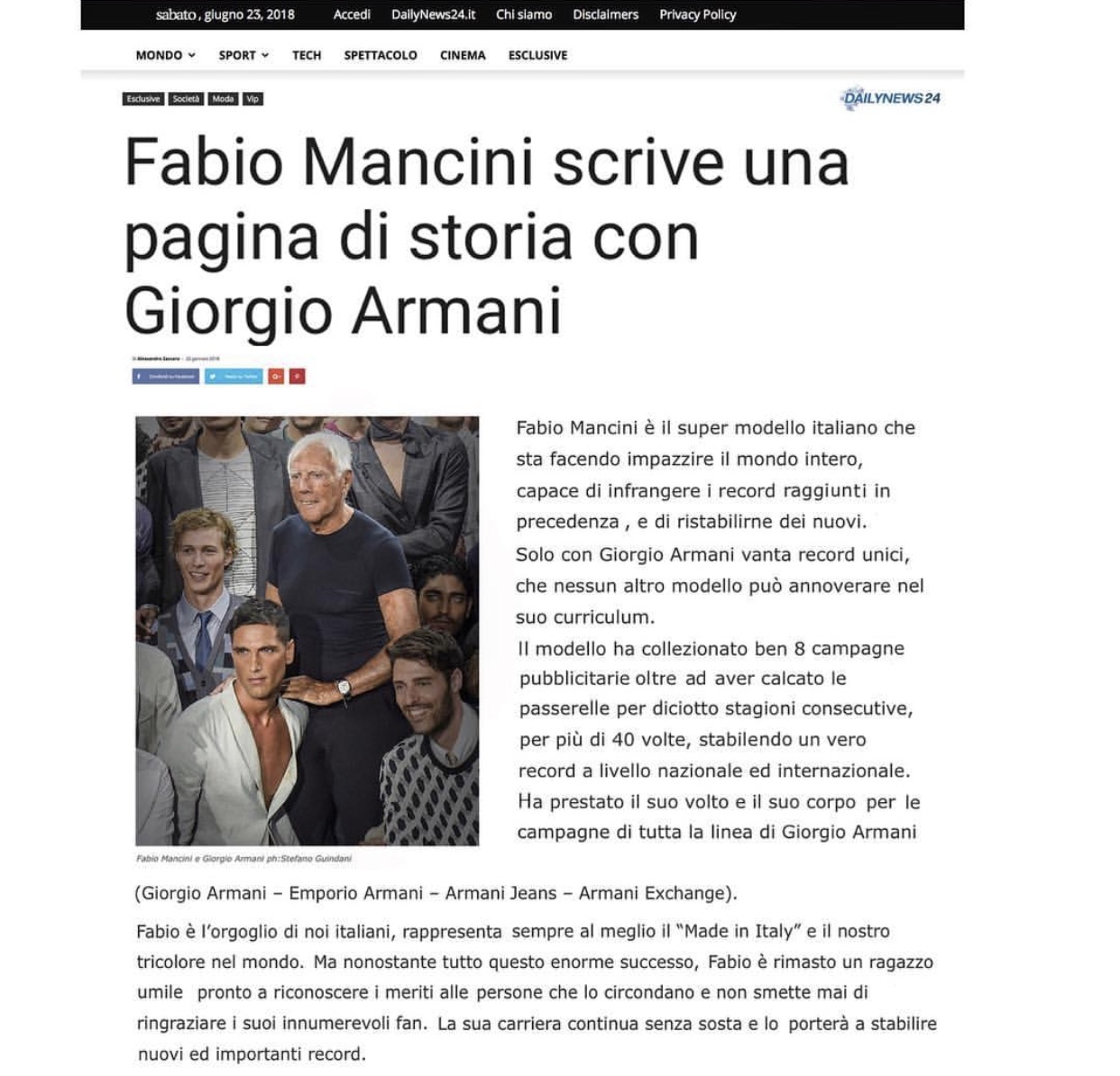 没有“雨露均沾”只有“独得恩宠”｜阿玛尼的男宠—FabioMancini