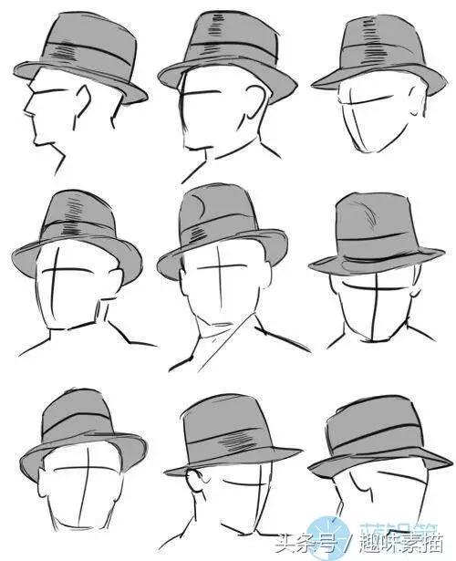 素描帽子正面的画法,回族男子的帽子画法