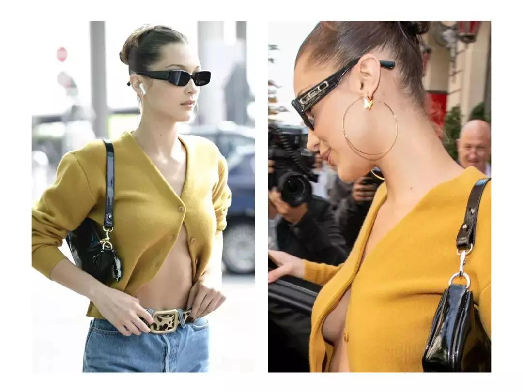 贝拉哈迪德穿深v套装,贝拉哈迪德夏季开衫