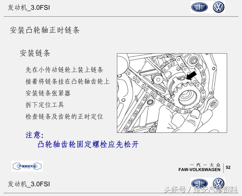 迈腾三代正时链条正确安装方法,迈腾3.0v6发动机正时链条怎么拆