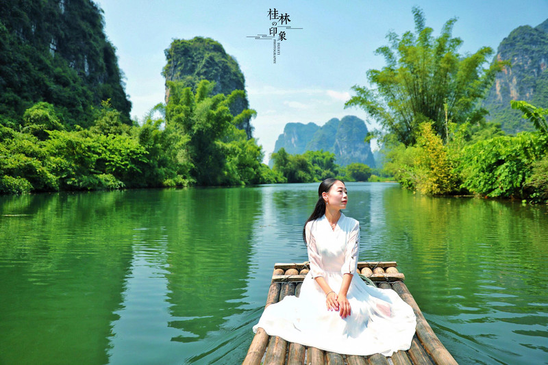 桂林阳朔遇龙河竹筏漂流,桂林阳朔遇龙河竹筏漂流路段