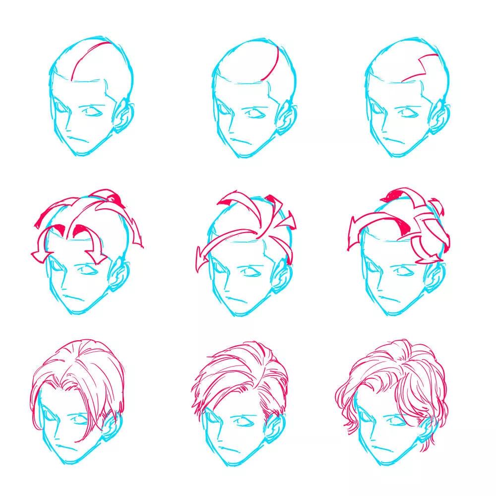 比较卷的头发画法,比较凌乱的头发画法