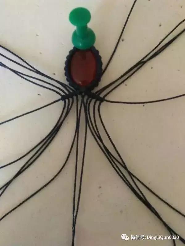 绳编宝石吊坠教程,石头吊坠穿珠子编绳教程