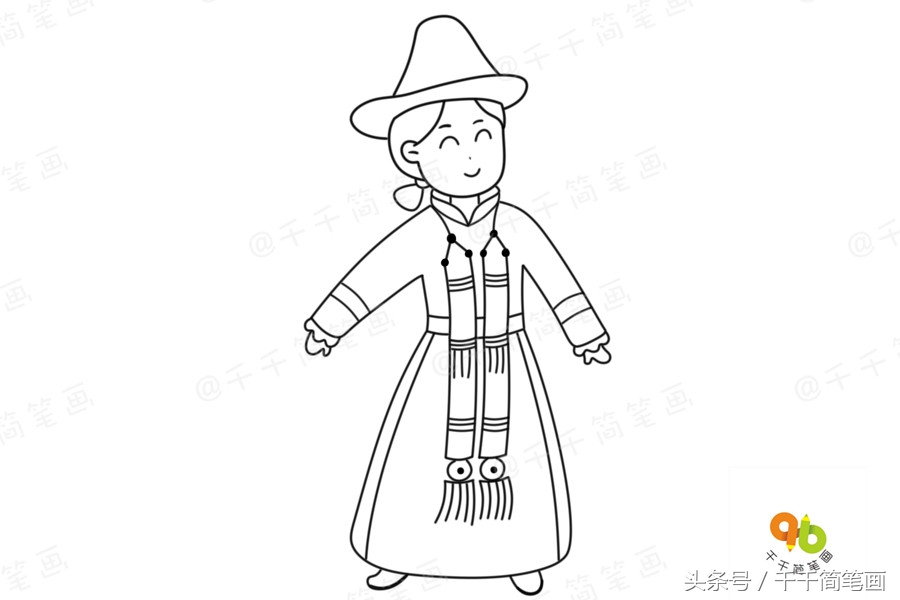 少数民族服饰简笔画超简单,广西少数民族服饰简笔画