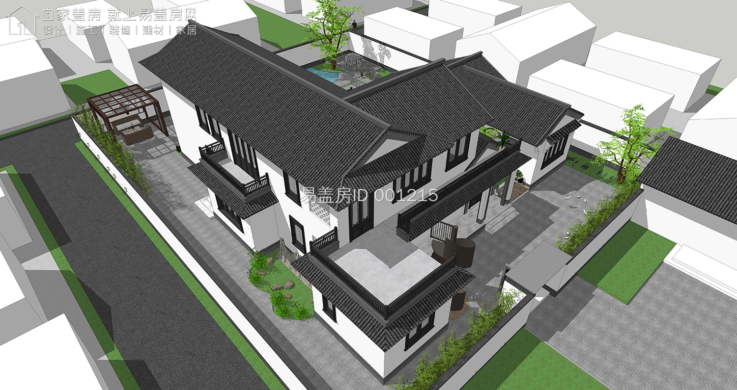 带地下室的二层农村小院别墅,简单大气带庭院的二层乡下房屋