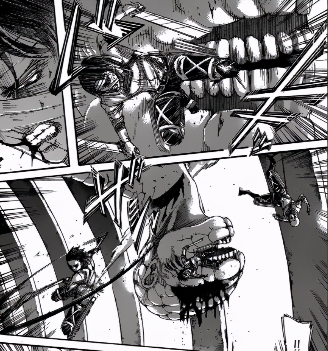 进击的巨人135话，历代九大巨人登场，三笠开启战神模式