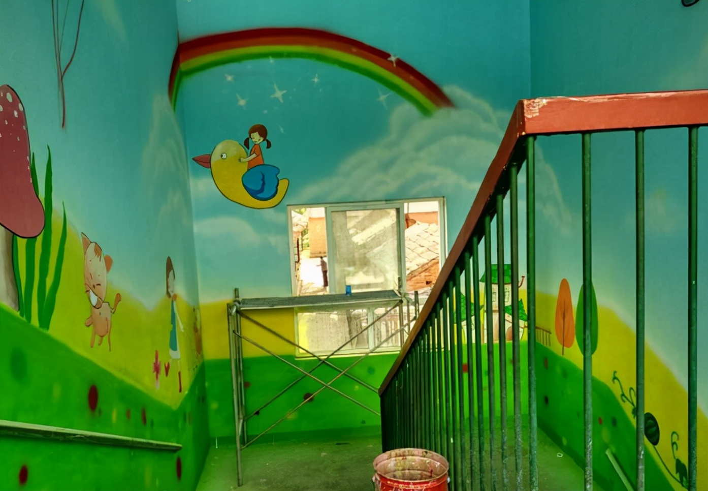 幼儿园最新墙绘图片简单又漂亮,幼儿园墙绘效果