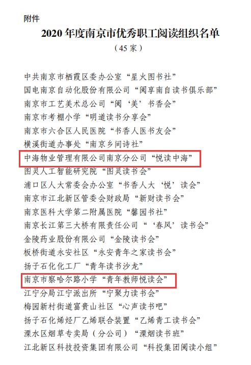nice!鼓楼区这2家单位荣获市级“优秀职工阅读组织”!
