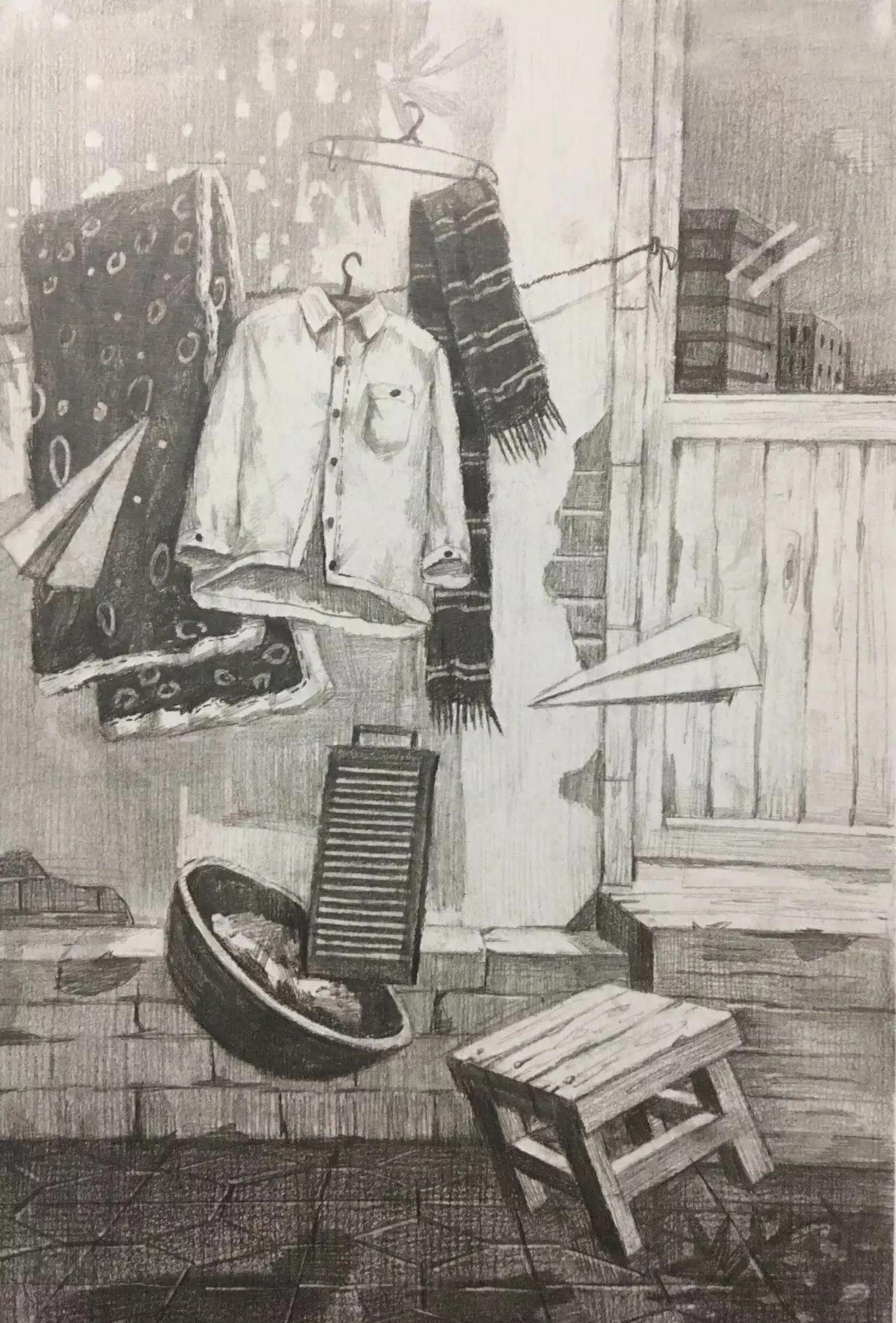 清华校考场景素描高分卷,清华素描场景高分卷技法