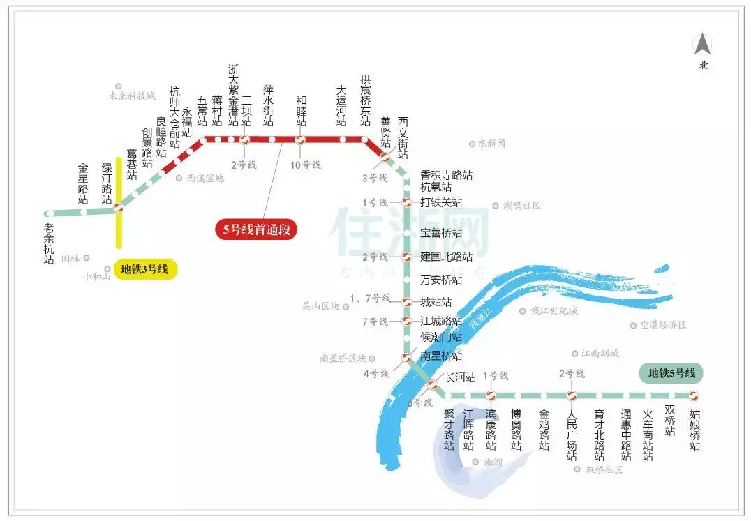 杭州地铁5号线首通段,杭州地铁五号线在哪里转1号线