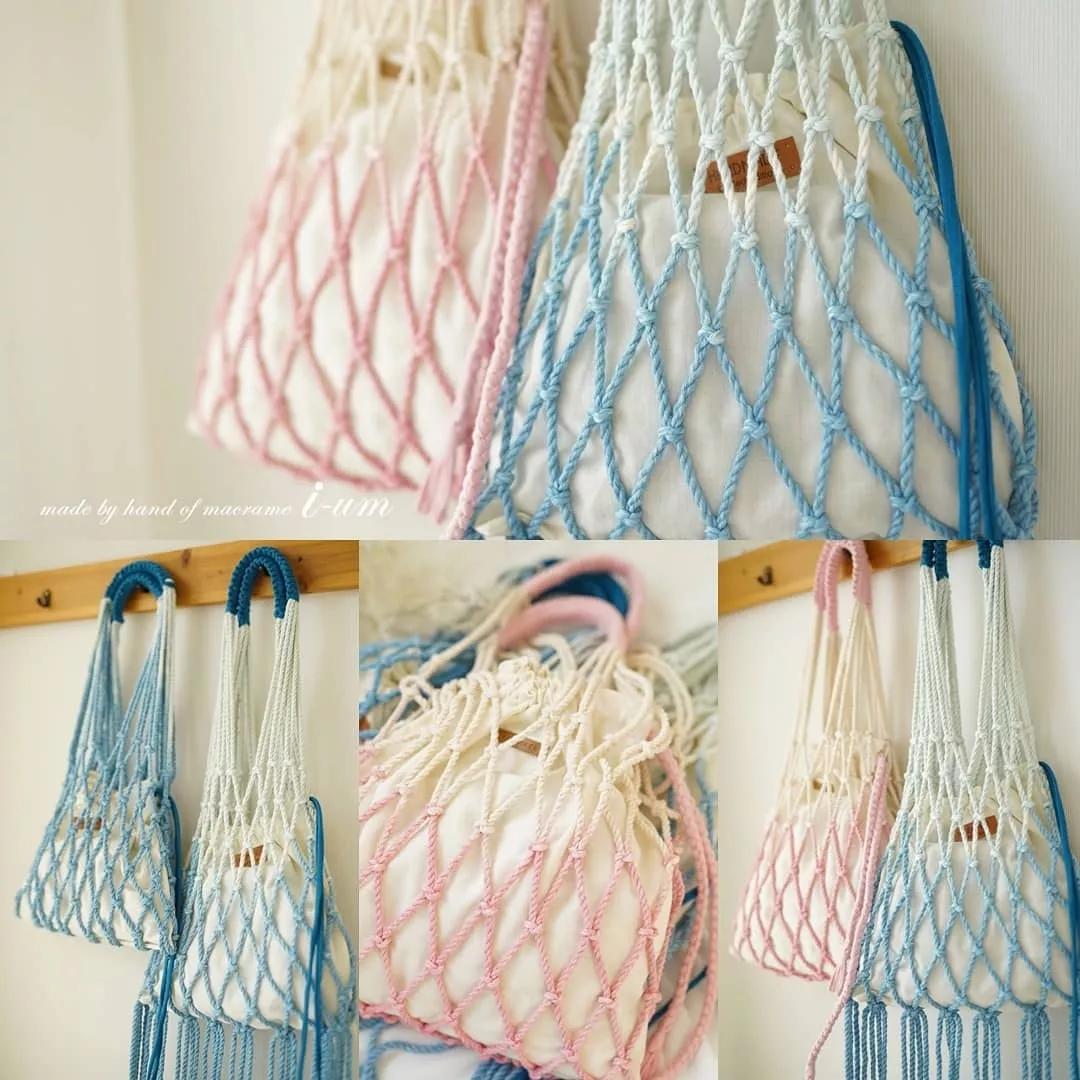 钩织网兜手袋,钩织收纳网兜小包最新