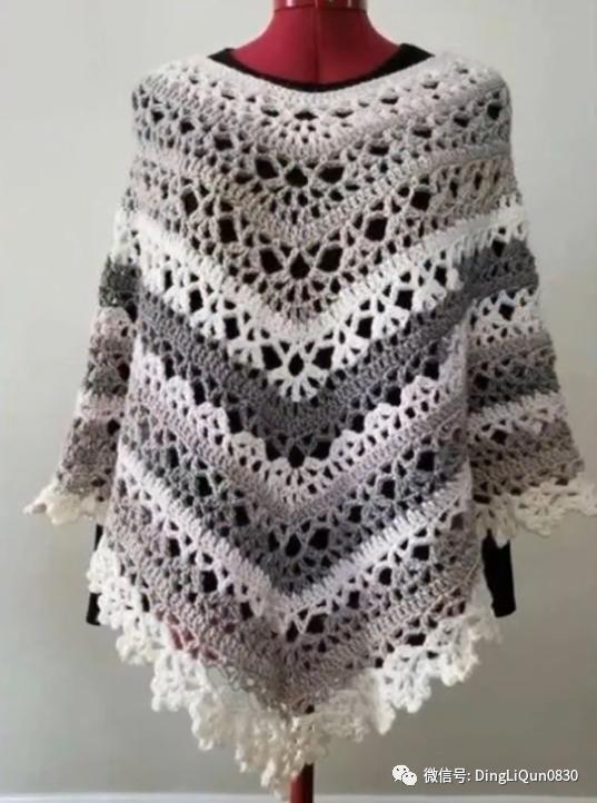 斗篷披肩钩花图样,针织披肩花样图片大全