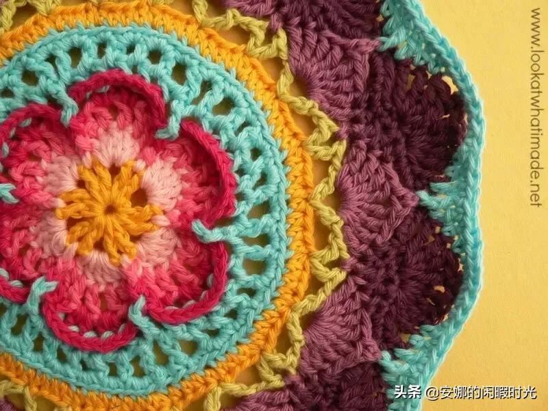 曼陀罗毯子编织教程,苏菲花园曼陀罗毯子钩法高清图解