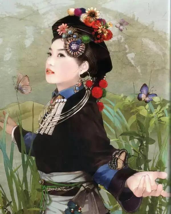 五十六个民族五十六枝花画,五十六个民族人物画高难度