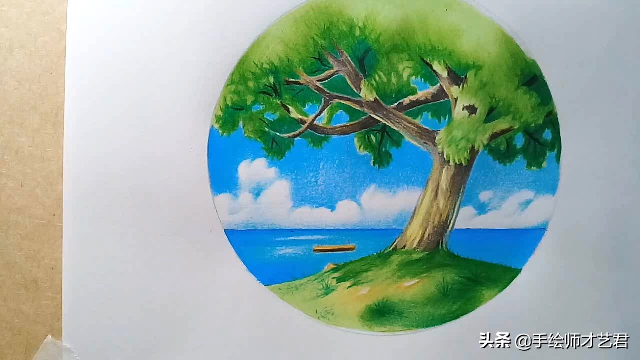 彩铅怎么画风景画简单又好看,山水风景画彩铅绘画简单步骤教程