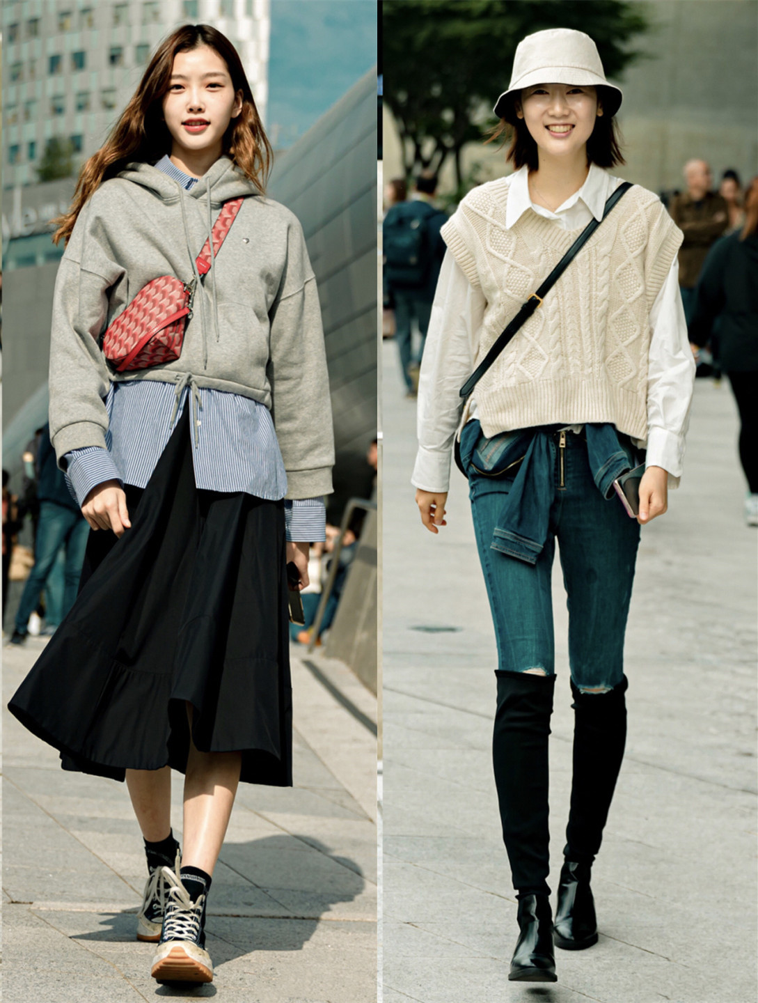 韩国女生的秋季时髦穿搭示范,韩国女生简单穿搭