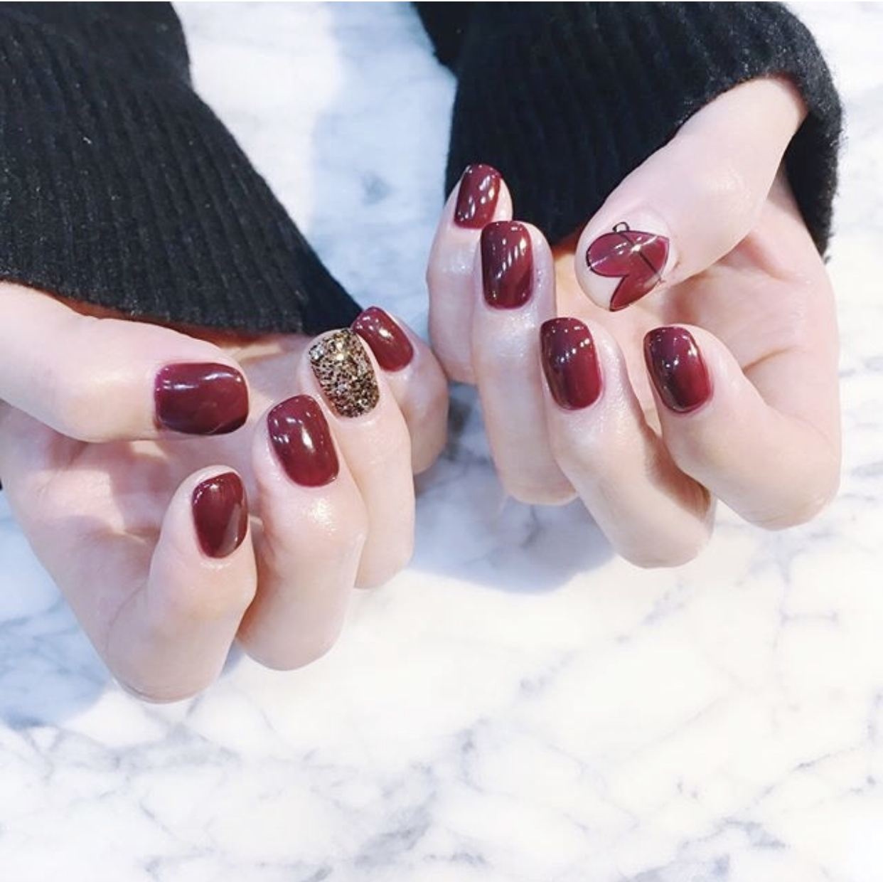 仙气女神范的红色亮片美甲，给你的“红指甲”加点仙气吧！