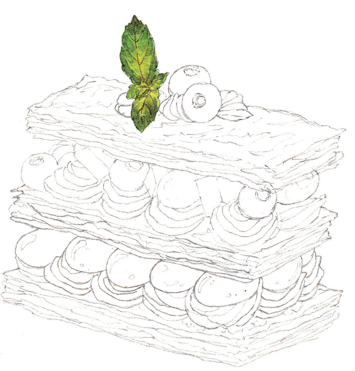 水彩葡萄蛋糕画法,水彩精致甜品教程