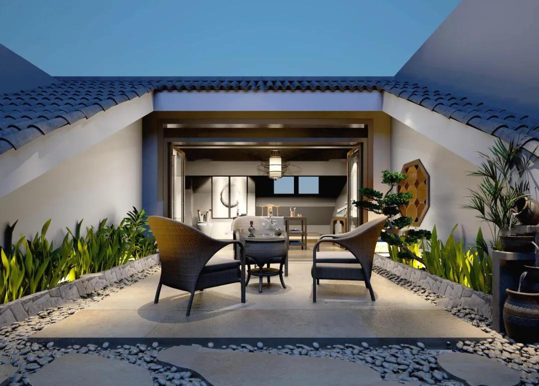 日式庭院景观设计3d图,日系庭院设计建模