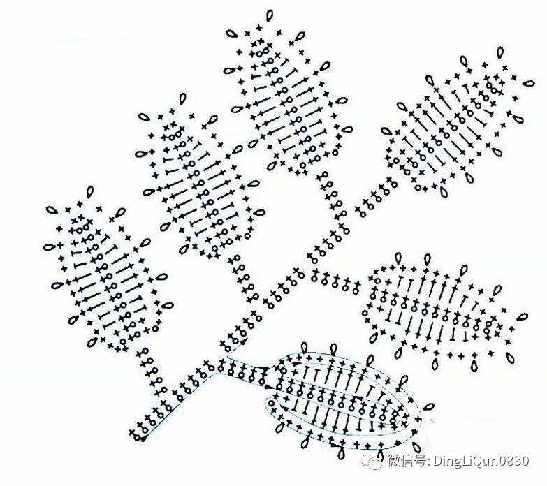 树枝树叶的编织图解,树叶钩针编织教程图解