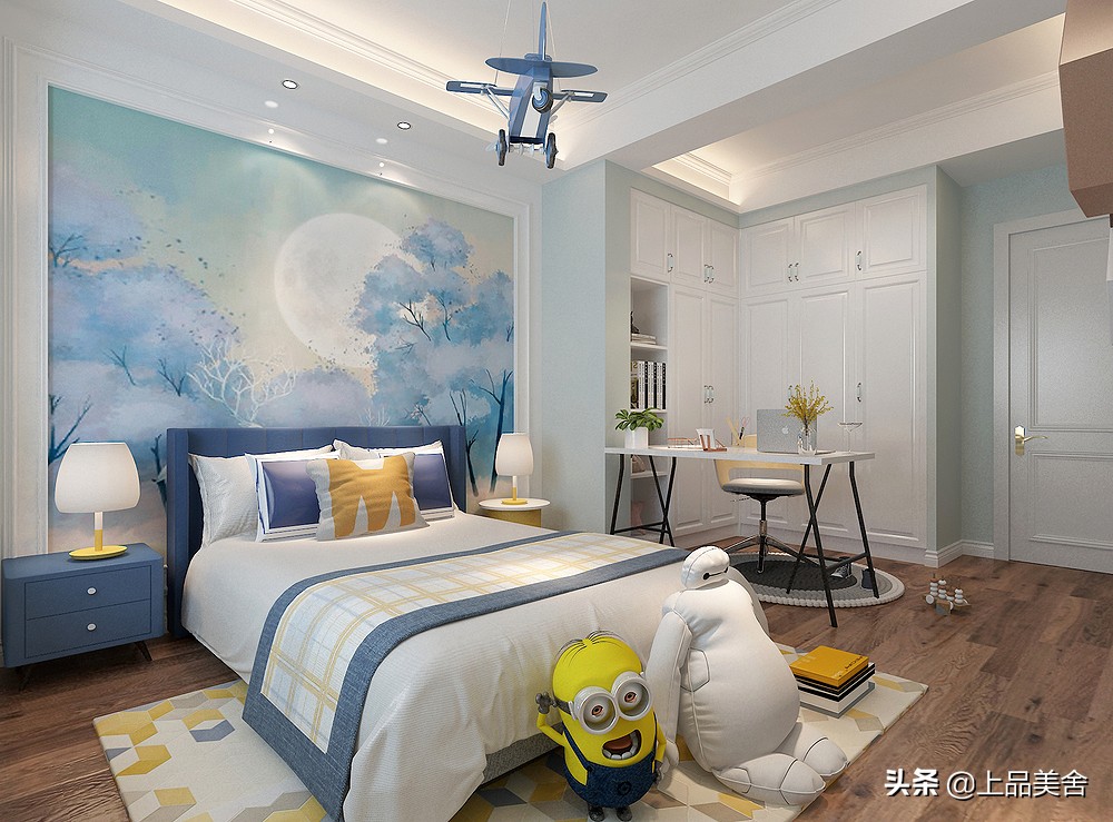 书房衣柜书柜一体式设计,书房设计书桌书柜床一体