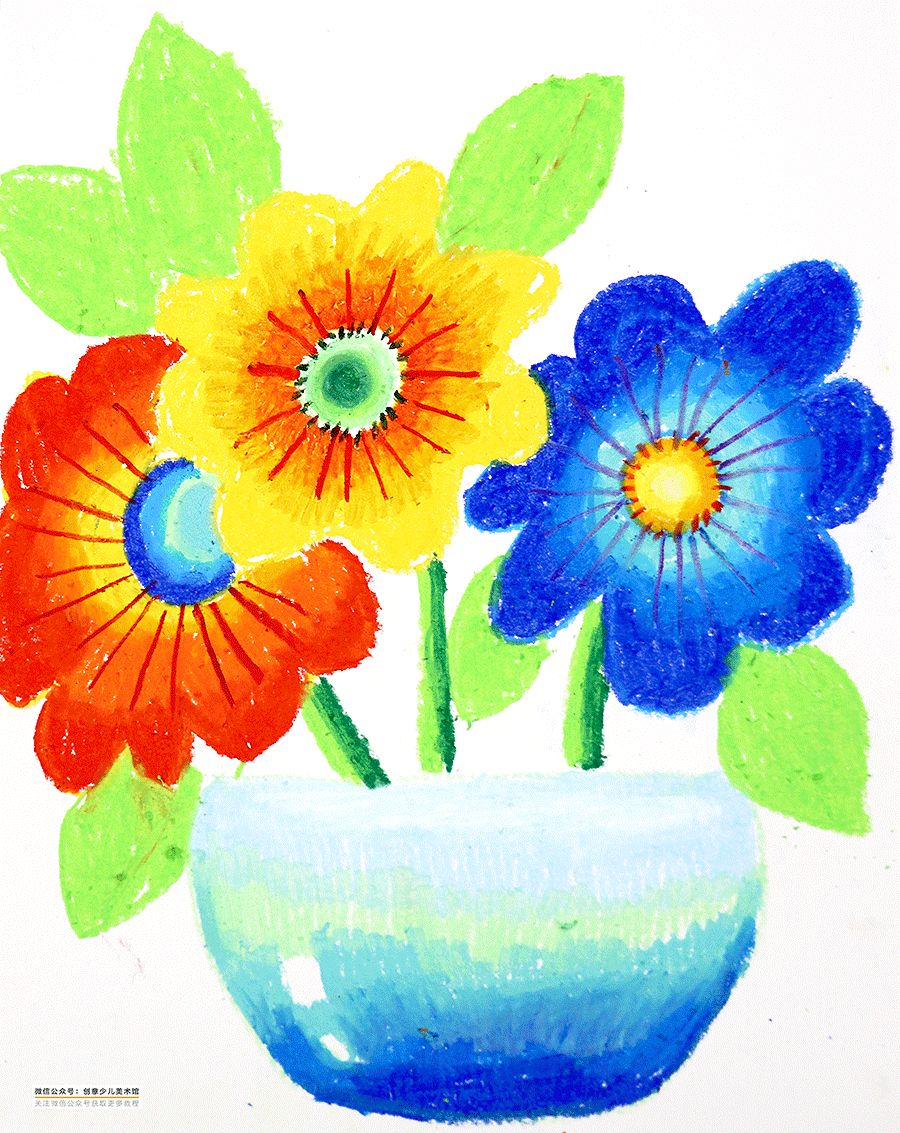 用油画棒刮刀画花朵,用油画棒画花朵教程简单立体