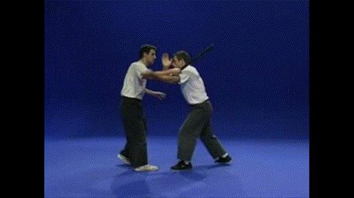 （动画）马伽术防棍术：躲避棍击、夺下短棍、击敌要害、使敌瘫倒