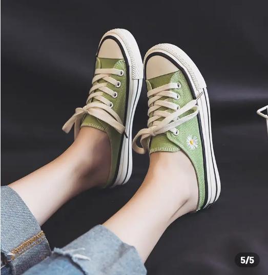 厚底板鞋秋季透气休闲帆布鞋,百搭小雏菊帆布鞋