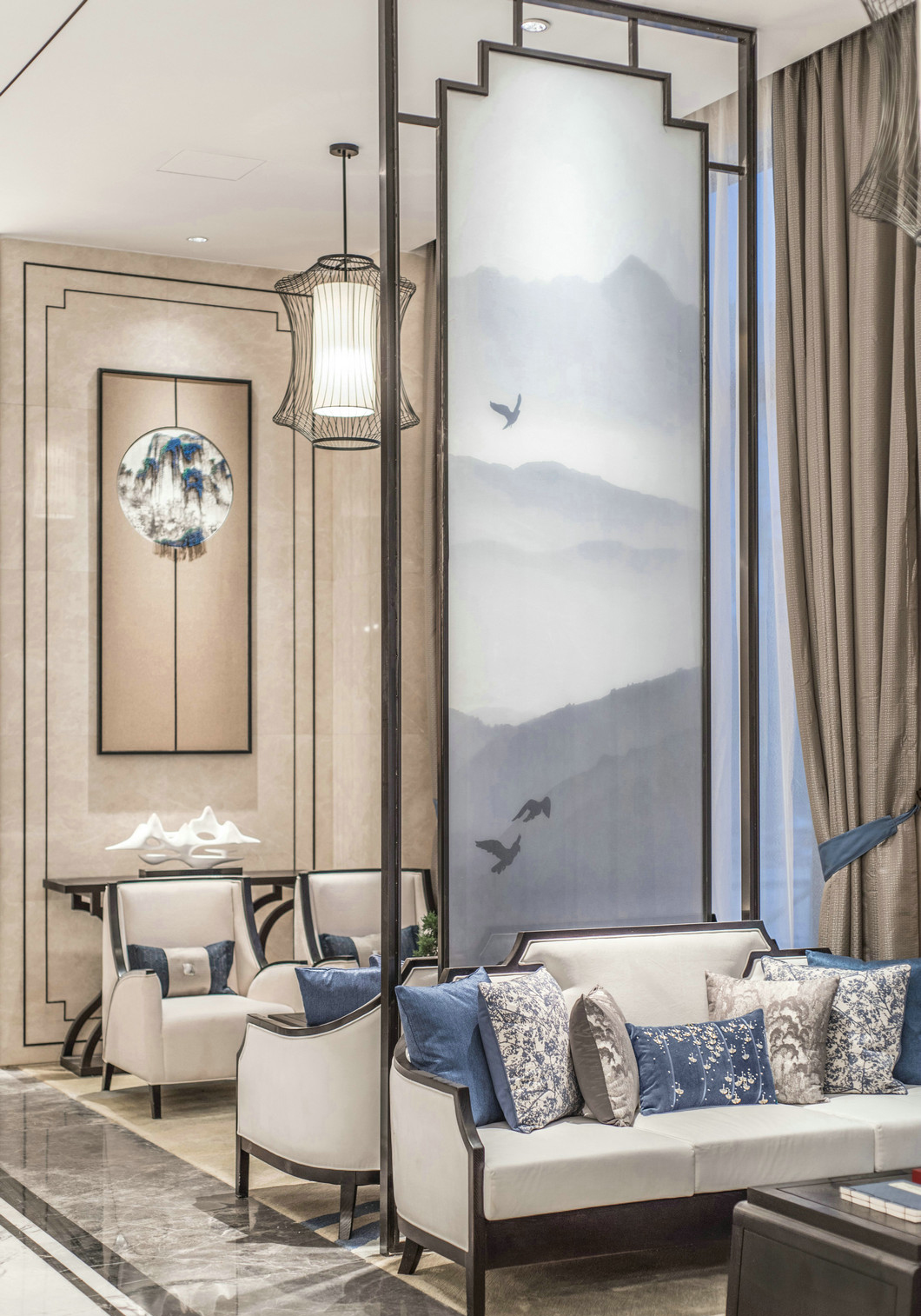 背景墙家装设计现代轻奢风客厅,禅意新中式厨房吊顶效果图