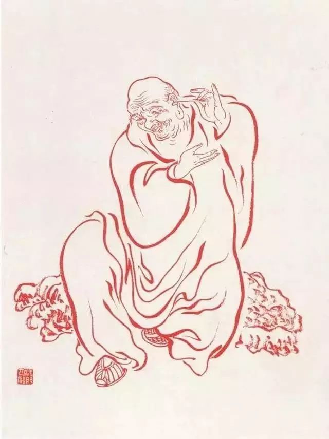 弘一法师的蓝底描金十八罗汉作品,弘一大师100万罗汉图写意