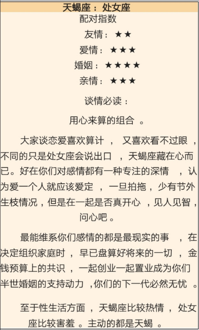 天蝎座配对，天蝎座配对指数