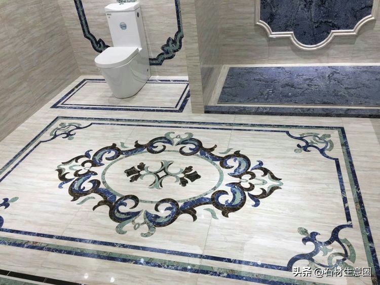 大理石地面水刀拼花效果图,100多平方水刀拼花图片