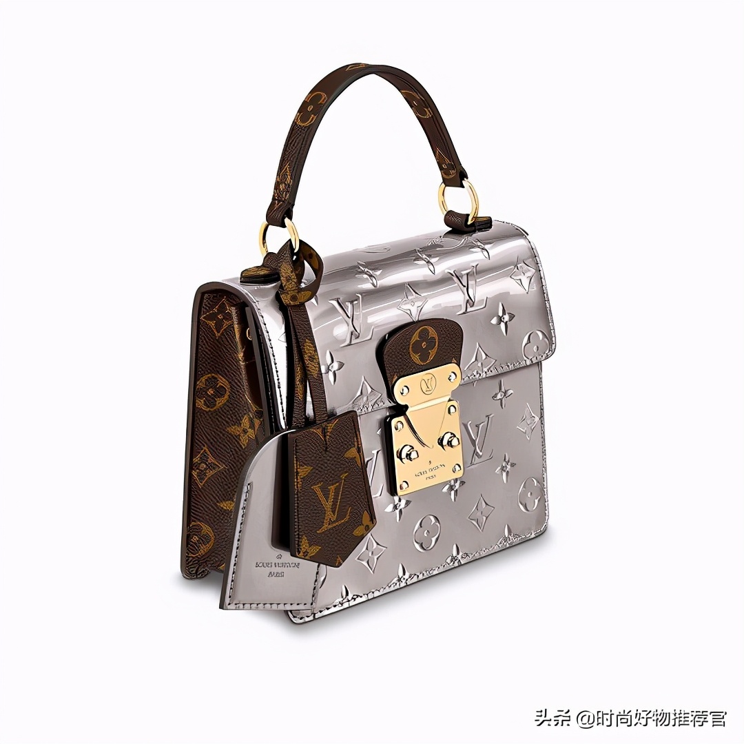 lv黑色牛皮压花邮差包新款有链条,lv新包真皮包