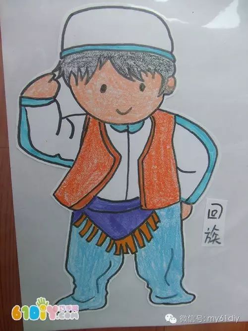 彩色少数民族儿童简笔画图片大全,五十六个民族简笔画卡通