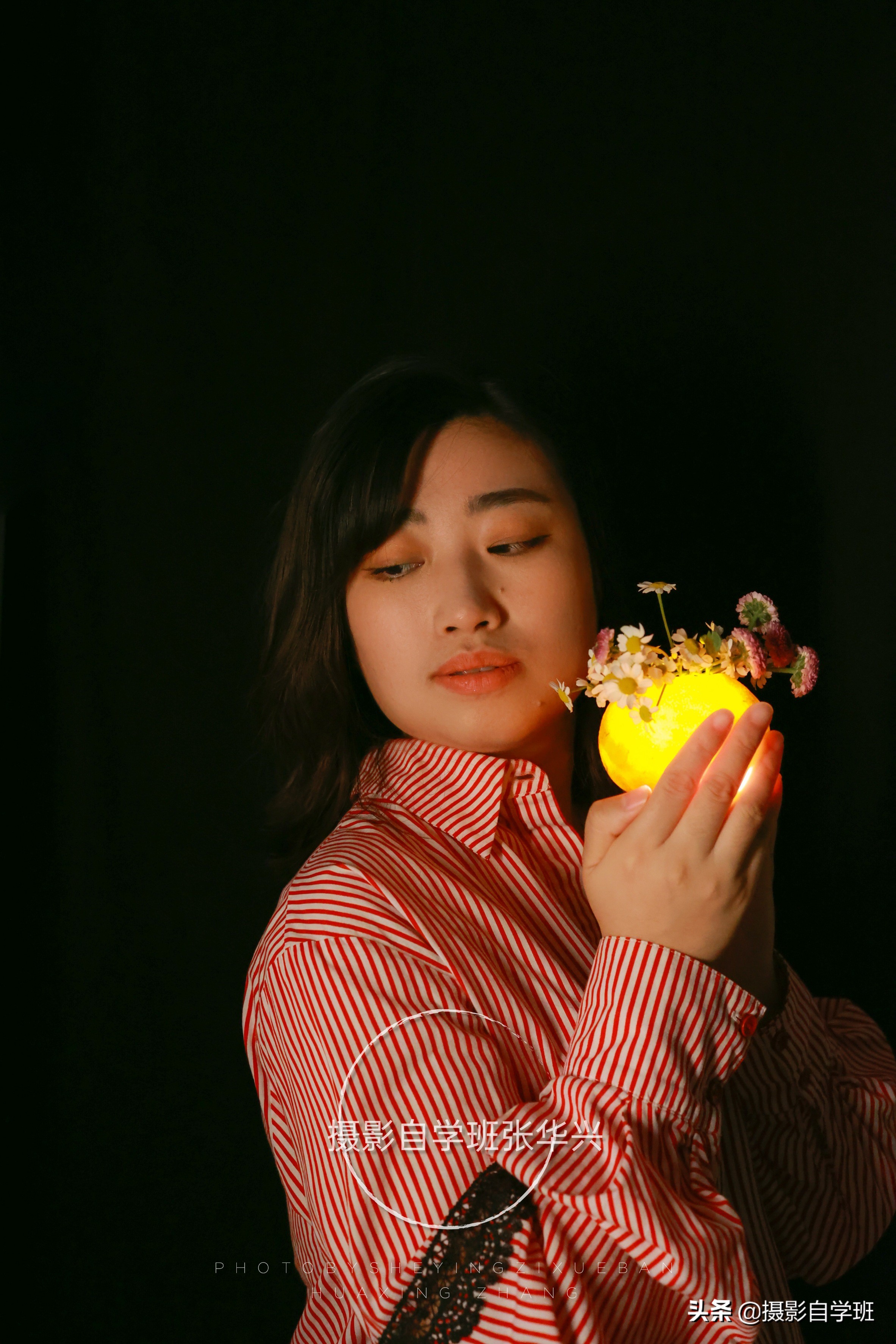 用水果皮做的灯拍照姿势,橘子灯创意拍摄