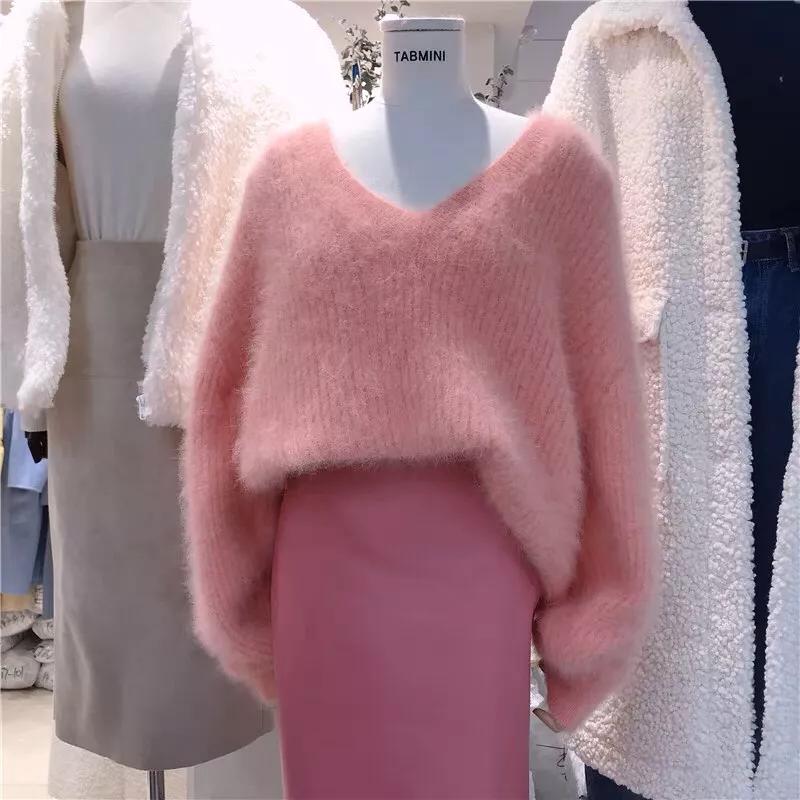 100%修身水貂毛衣女,冬季穿搭女高级感水貂绒毛衣