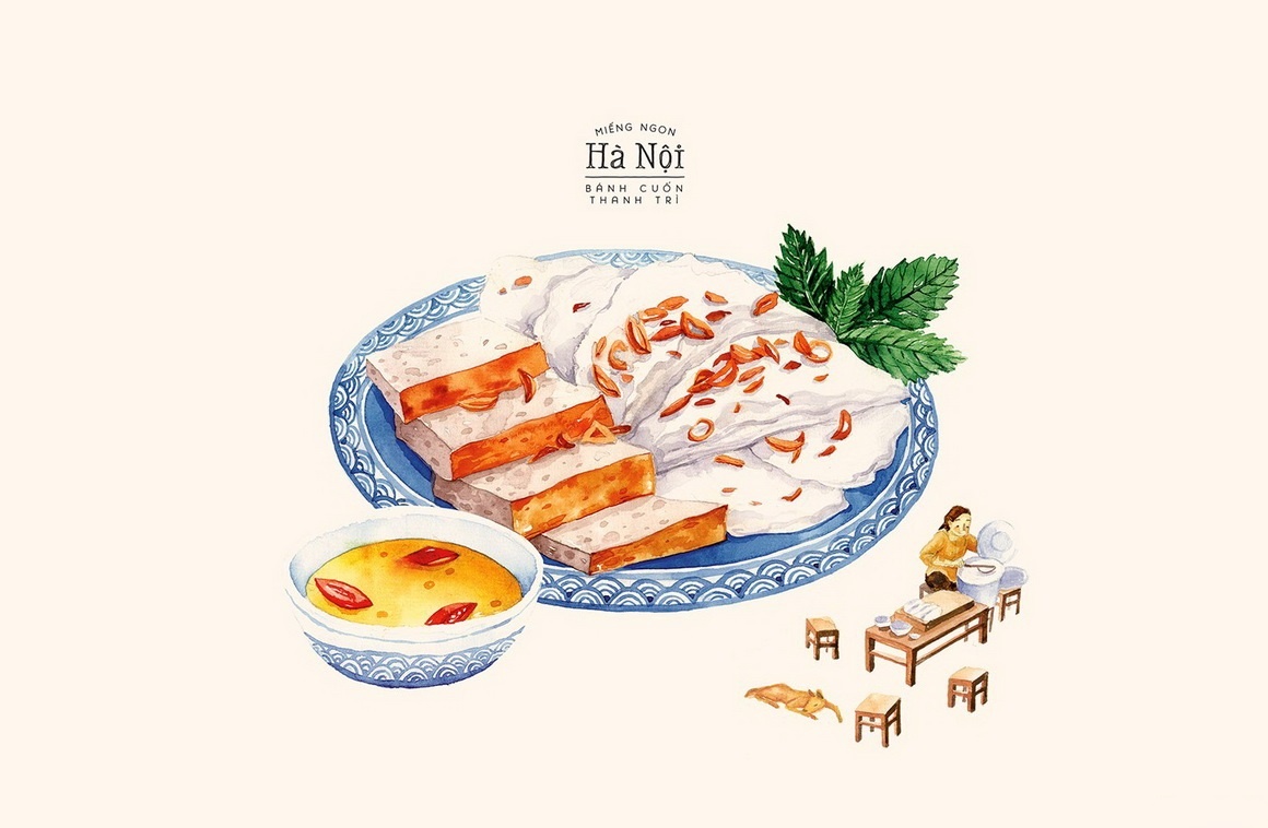 越南插画师带来河内七大美食：越南粉、烤肉米线，有些还源于中国