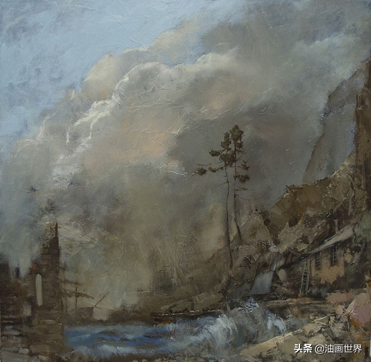 波澜壮阔雄壮唯美的风景油画,笔触风景画