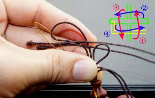 手串伸缩加珠绳打结法,单绳一珠一结打结法
