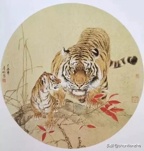 工笔老虎技法教学视频,工笔老虎胸毛的撕毛法